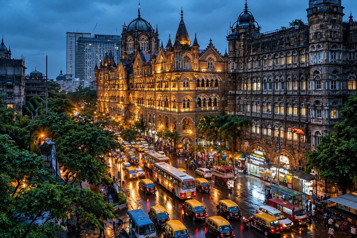 Chhatrapati Shivaji terminus in the rain
