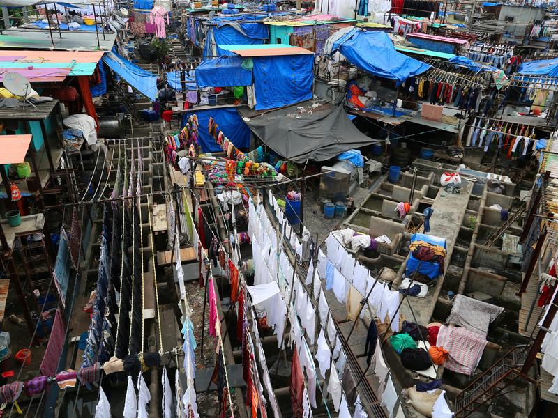 Dhobi Ghat, the open-air laundry where Mumbai's washing is done by hand.
