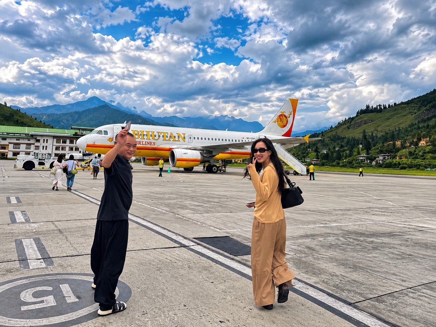 Off the aircraft and onto the tarmac at Paro
