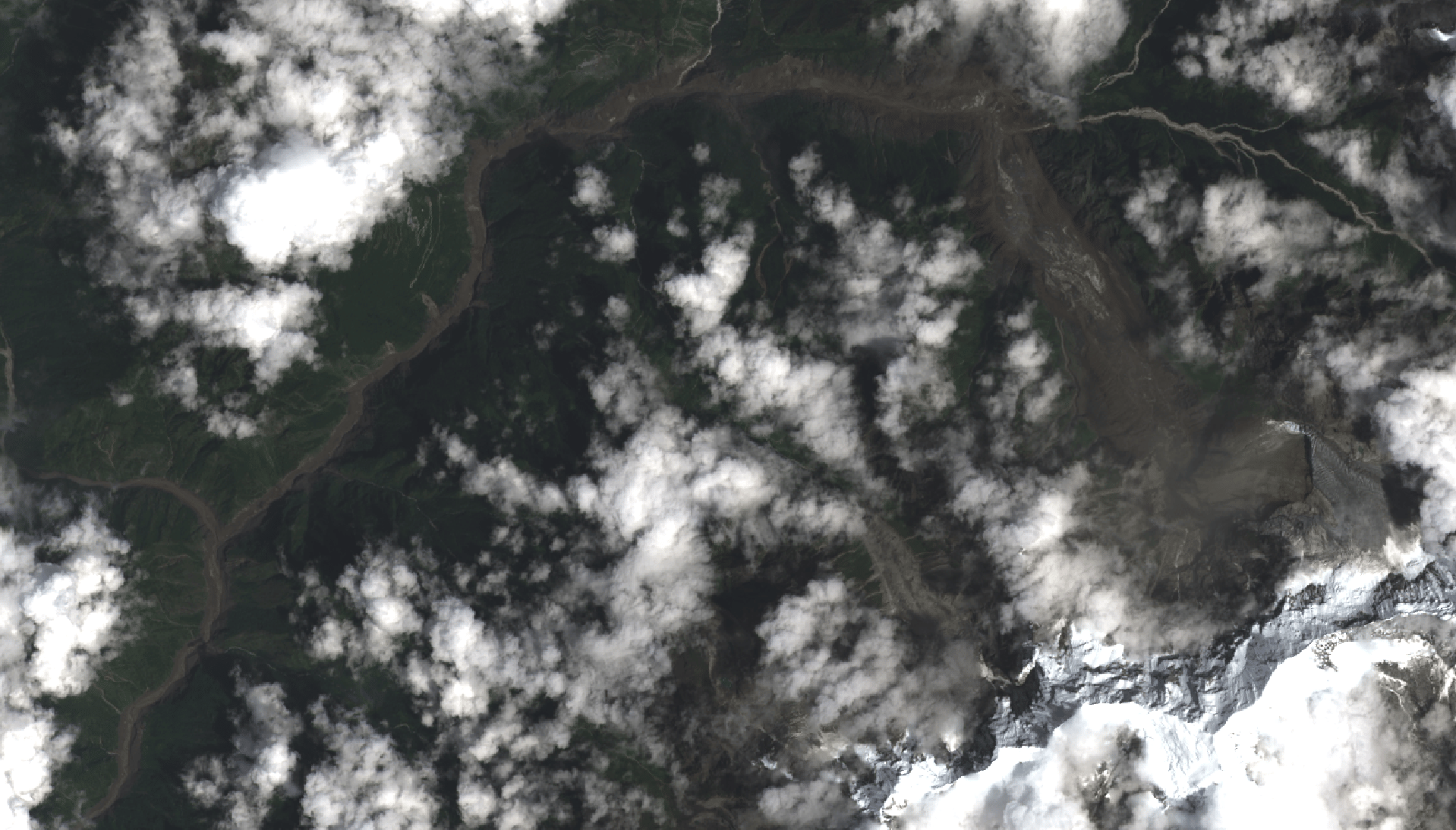 26 August 2026: the same valley after the glacier collapse (Landsat 9, USGS).
