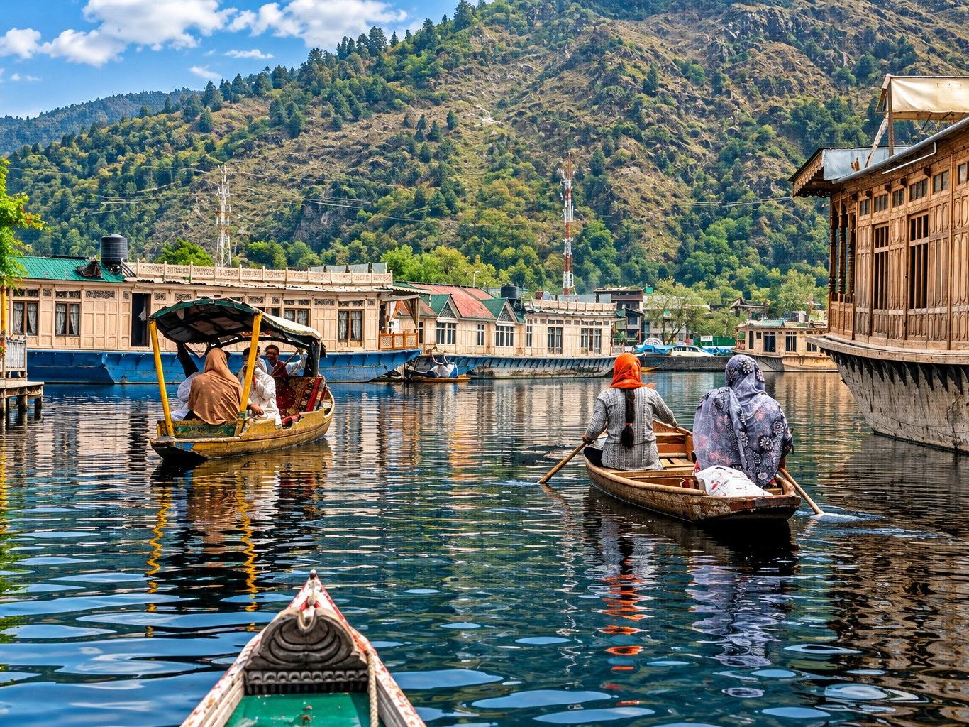 Out onto Dal Lake at dusk