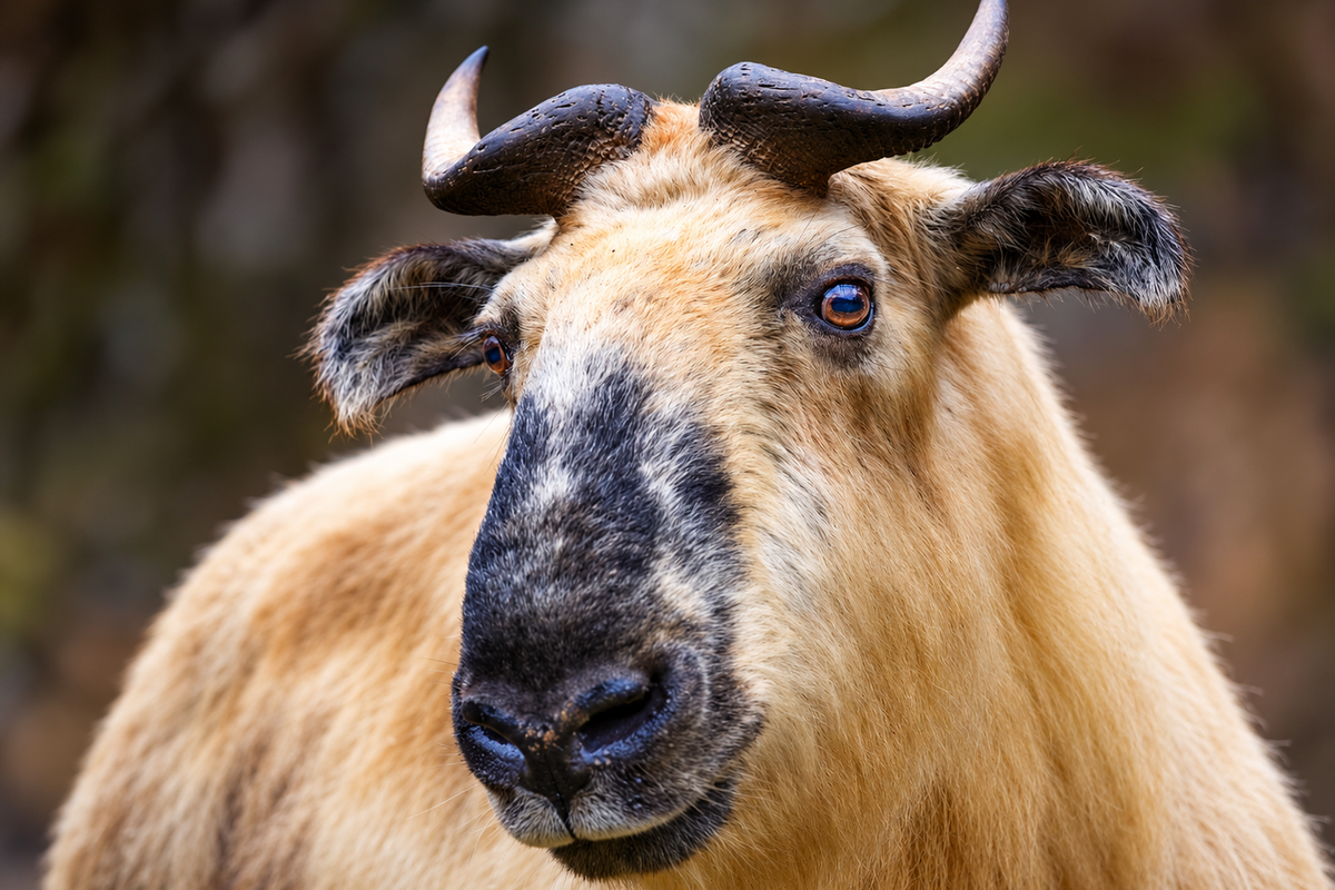 The takin up close, an animal built like no other