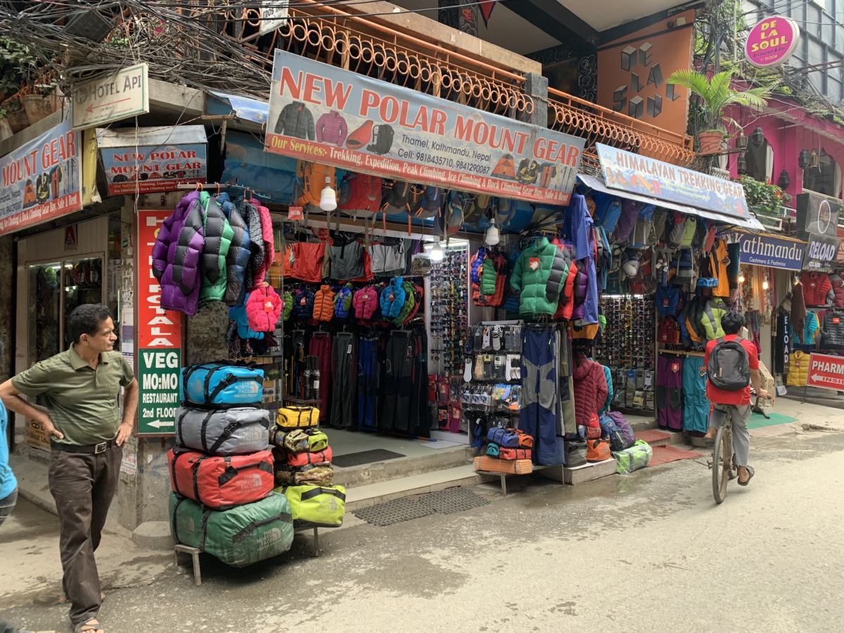 Thamel displaying colorful handicraft bags
