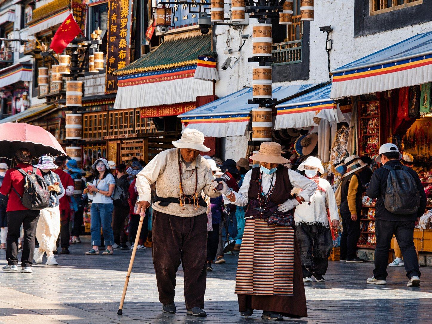 Elderly pilgrims in the old town