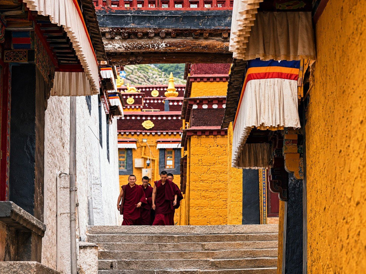 Monks on the monastery steps