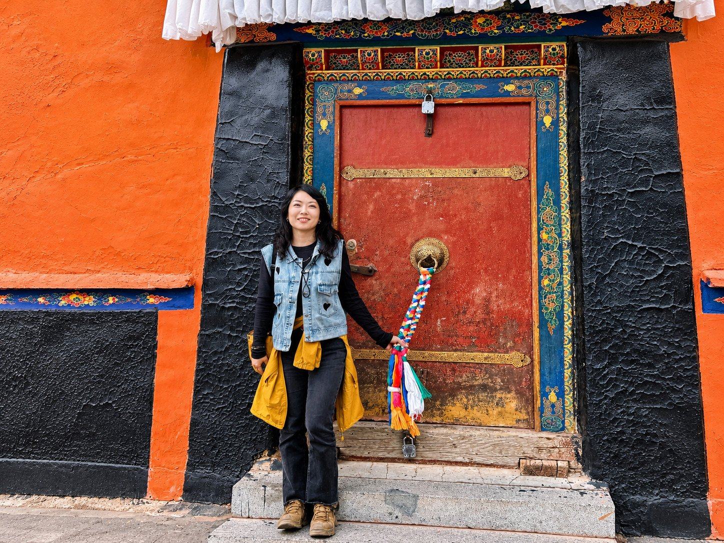 A painted temple door