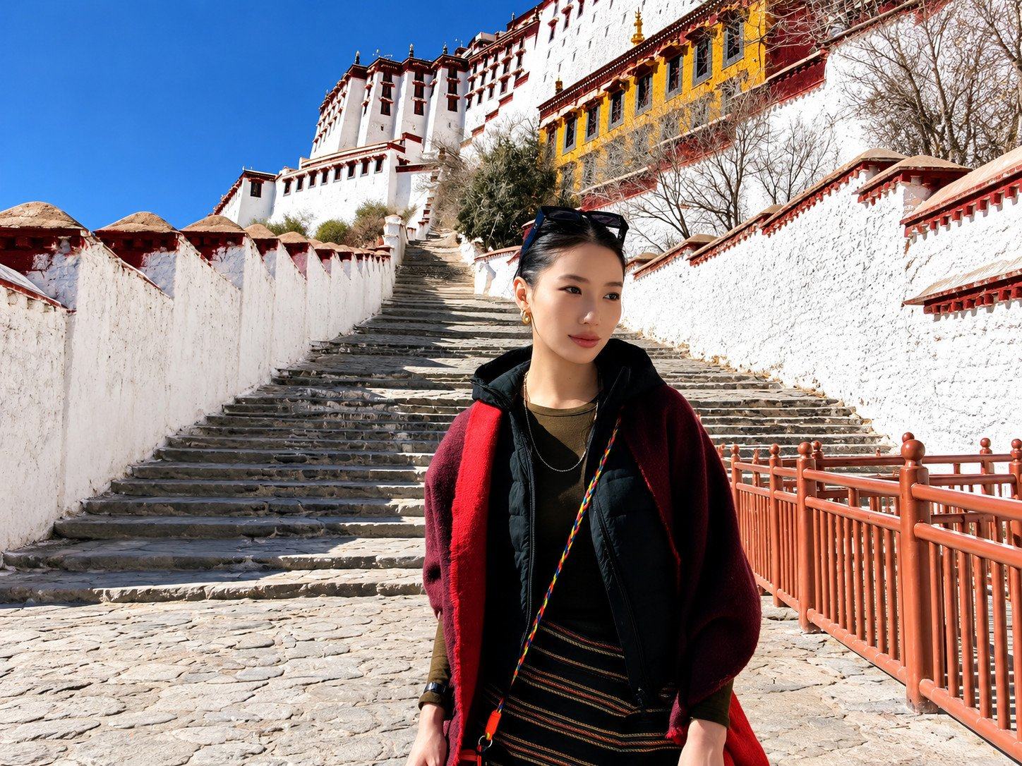 On the Potala Palace stairway