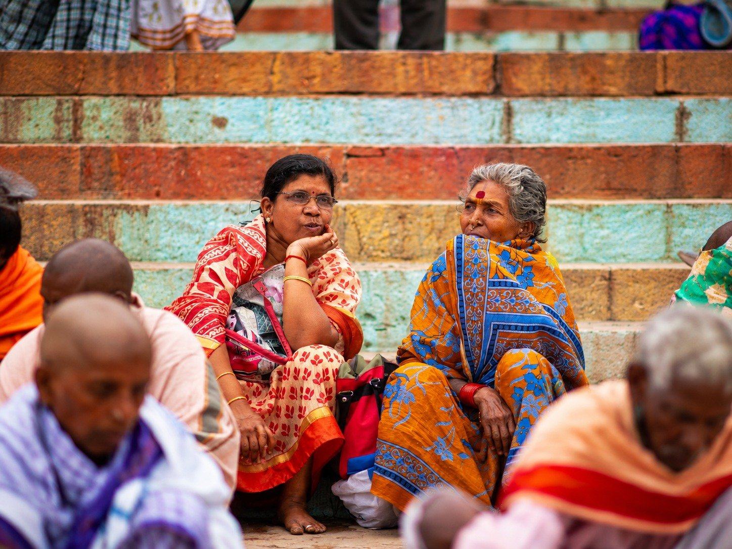 Women on the ghat steps, Varanasi