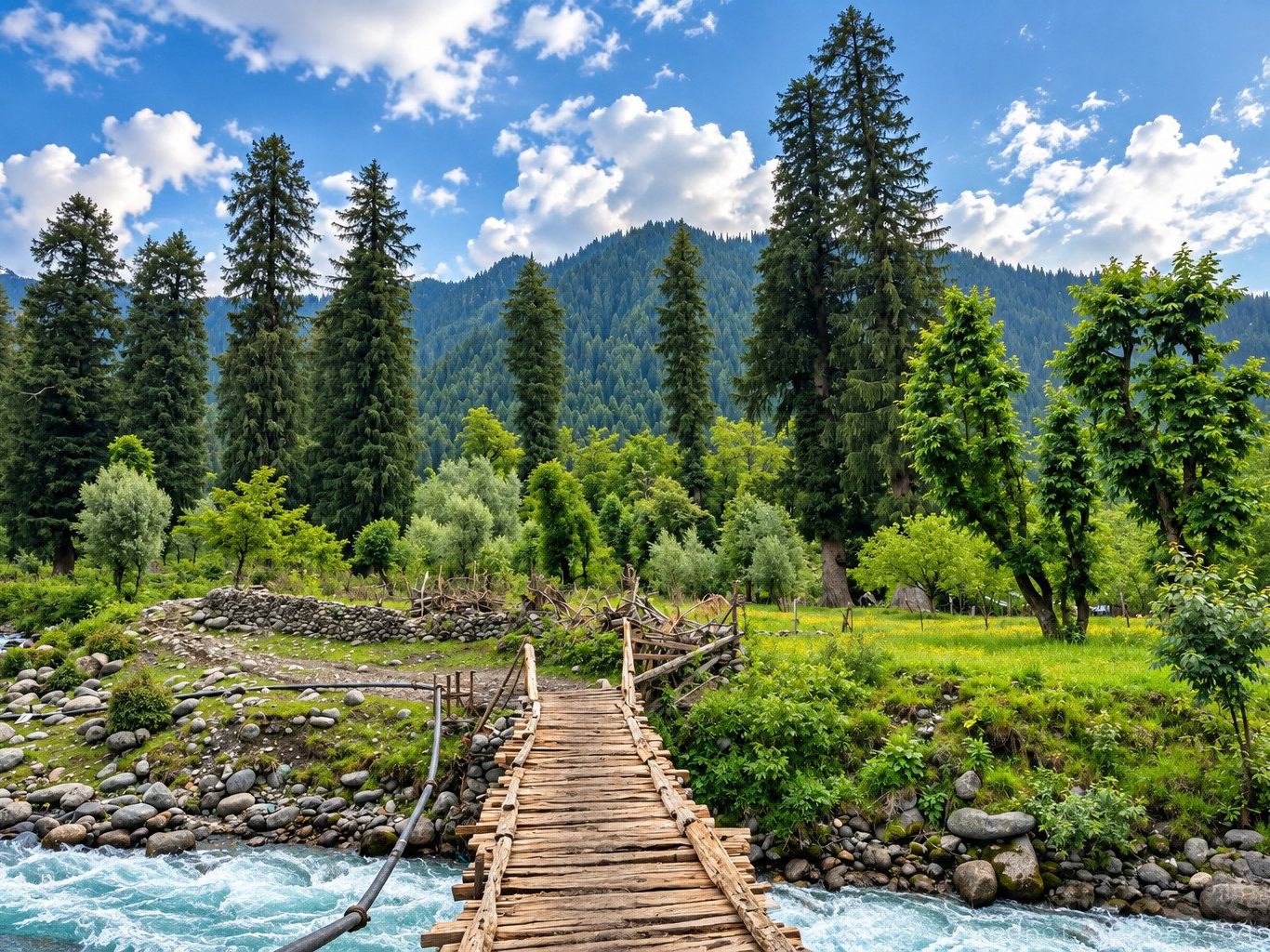 A footbridge over the river