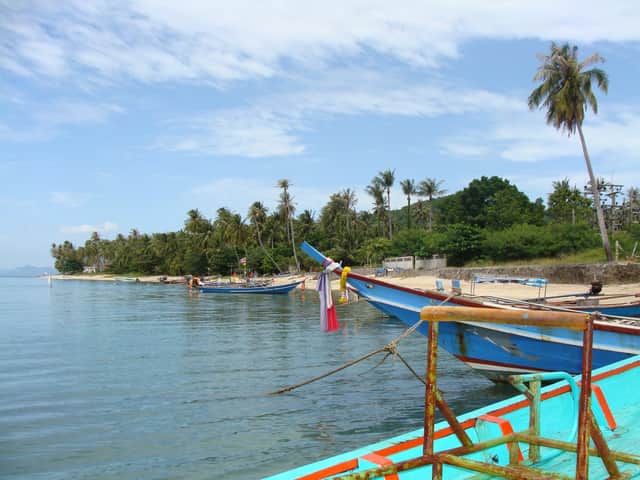 Longtail boat on a Koh Samui beach, Thailand
