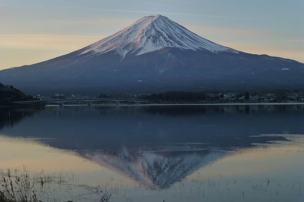 Mount Fuji reflected in Lake Kawaguchi