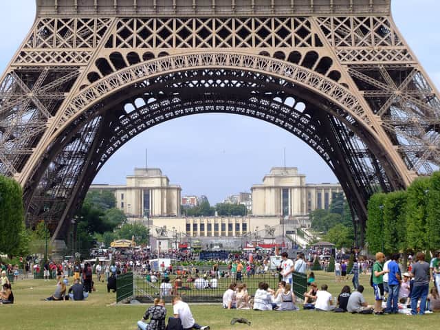 Under the Eiffel Tower, looking to the Trocadéro