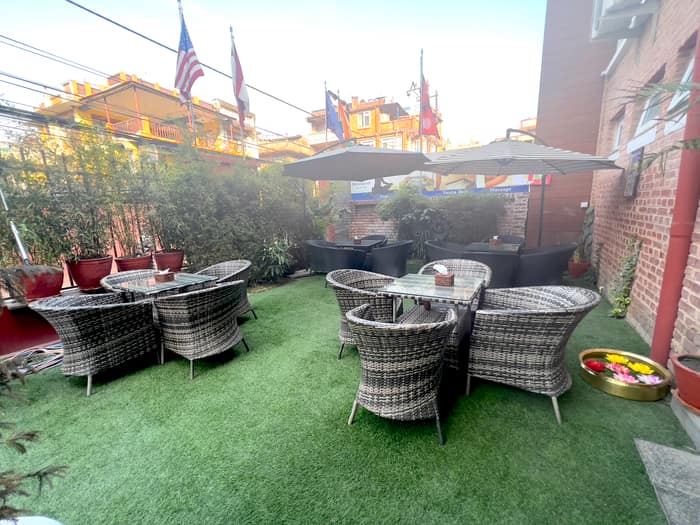Rooftop terrace at the Himalayan Suite Hotel restaurant, Kathmandu