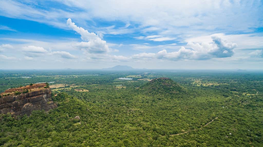 Sigiriya Rock rising above the forest, Sri Lanka