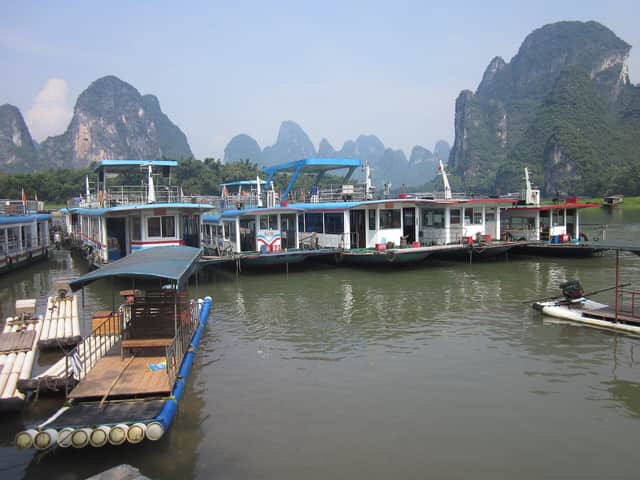 Boats on the Li River at Yangshuo