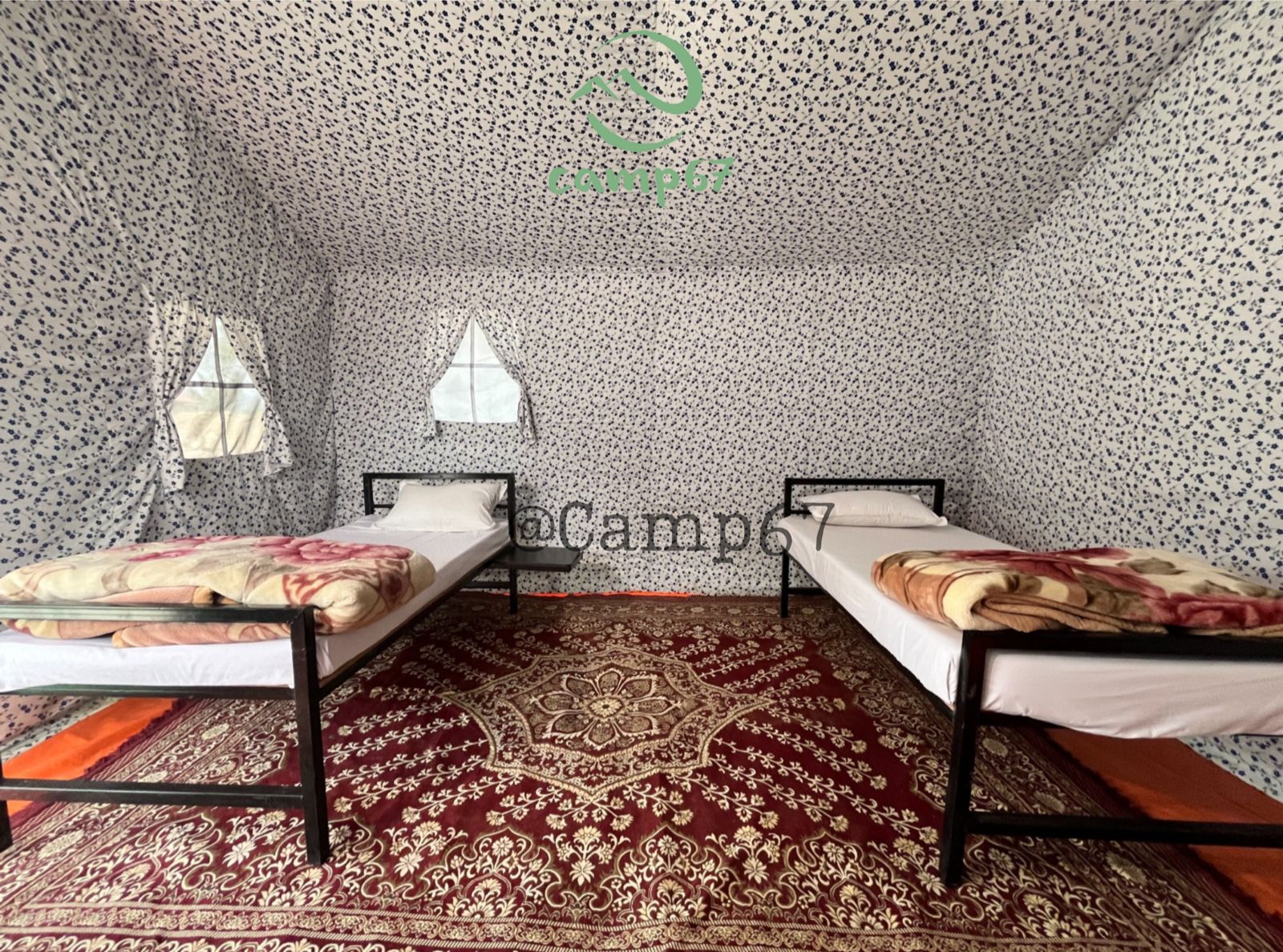 The twin bed cottage option offered by camp67.