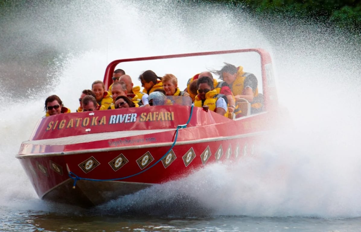 people enjoying the high speed jet boat safari in sigatoka