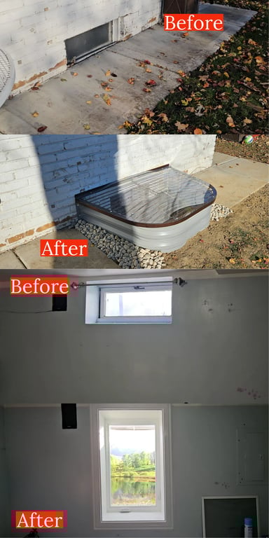 Permit compliant egress window well system installed in Elmhurst Illinois by licensed professionals