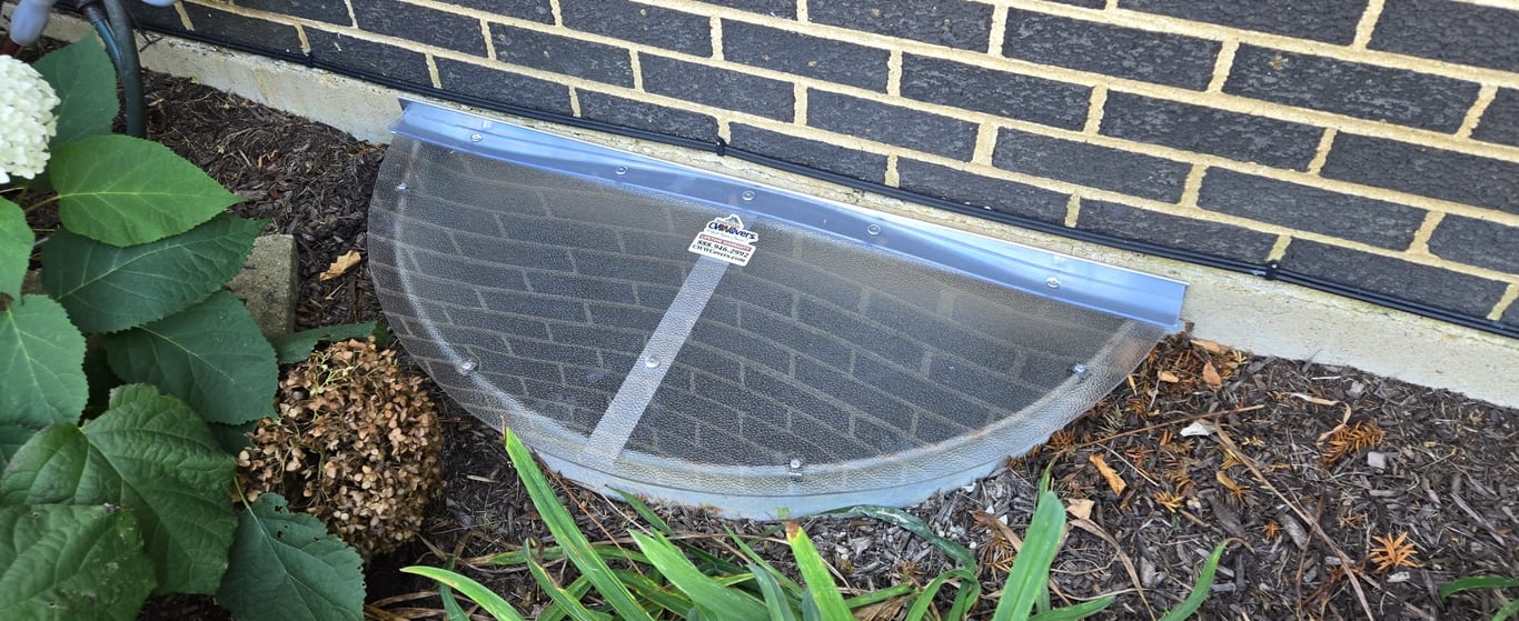 Frosted window well cover 40x16 with clips installed in Buffalo Grove Illinois