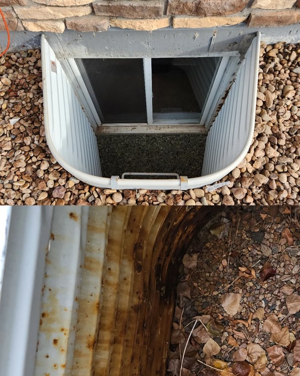 Window well replacement before and after in Palmer Lake Colorado