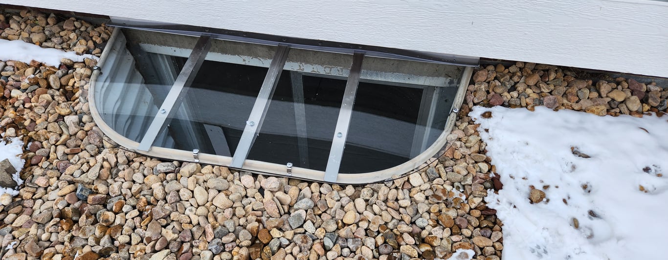 Custom clear window well cover built on site in Island Lake Illinois