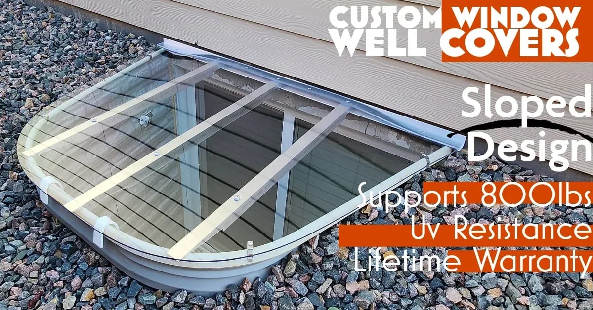Sloped UV resistant polycarbonate window well cover installed in Justice Illinois