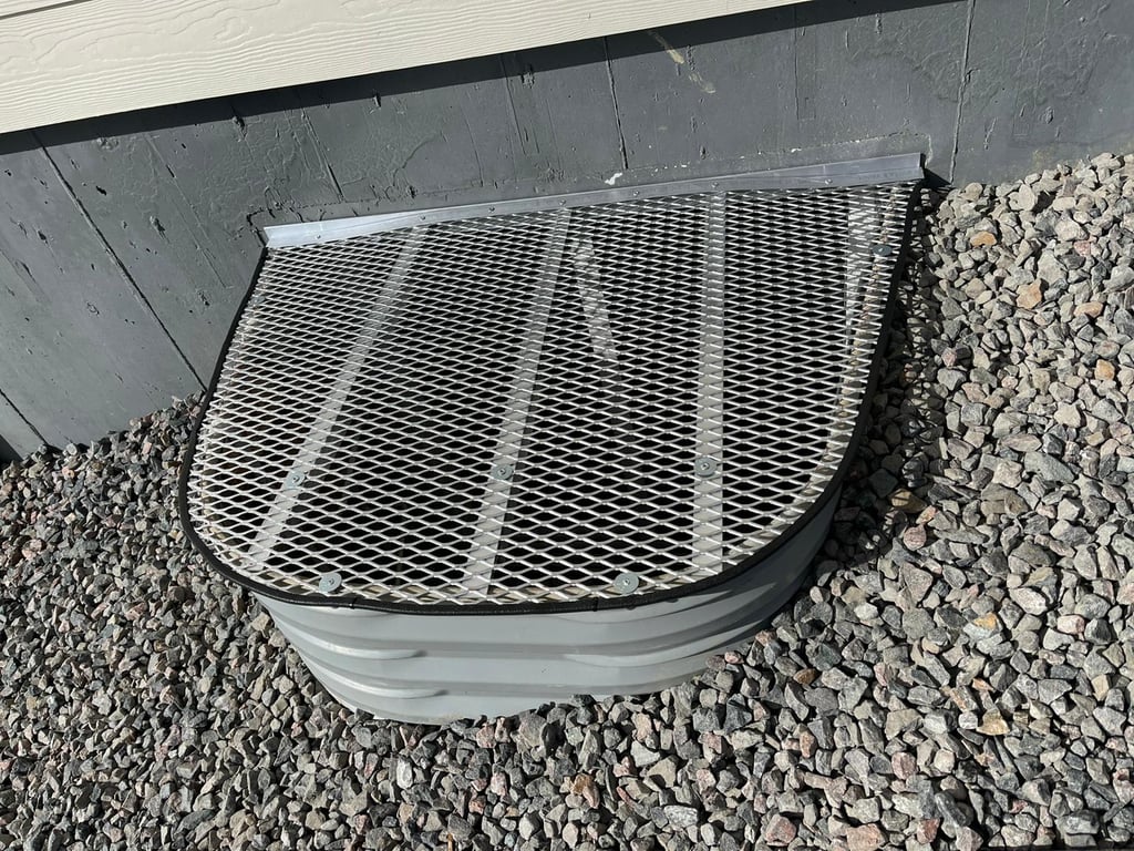 Ionized aluminum window well grate with locks installed in Alsip Illinois