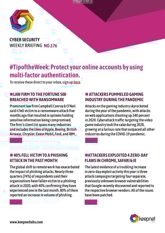 Weekly Cybersecurity Newsletter No: 176