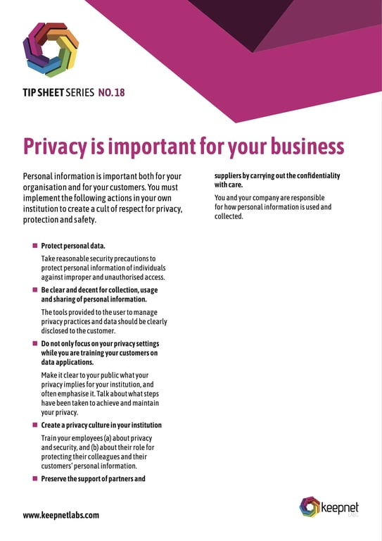 Privacy is important for your business Tip Sheet