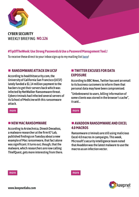 Weekly Cybersecurity Newsletter No: 126