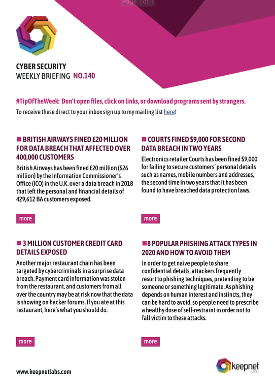 Weekly Cybersecurity Newsletter No: 140