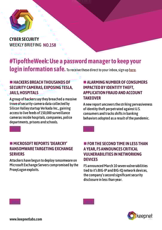 Weekly Cybersecurity Newsletter No: 158