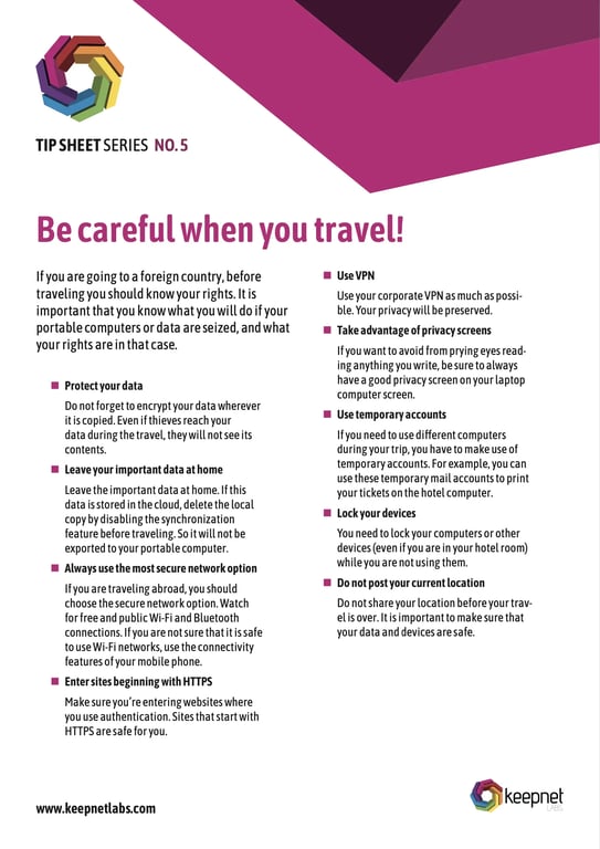 Be Careful When You Travel Tip Sheet