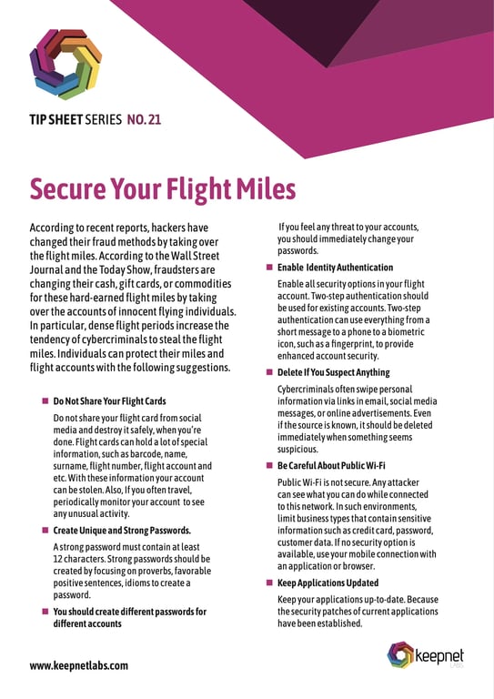 Secure Your Flight Miles Tip Sheet