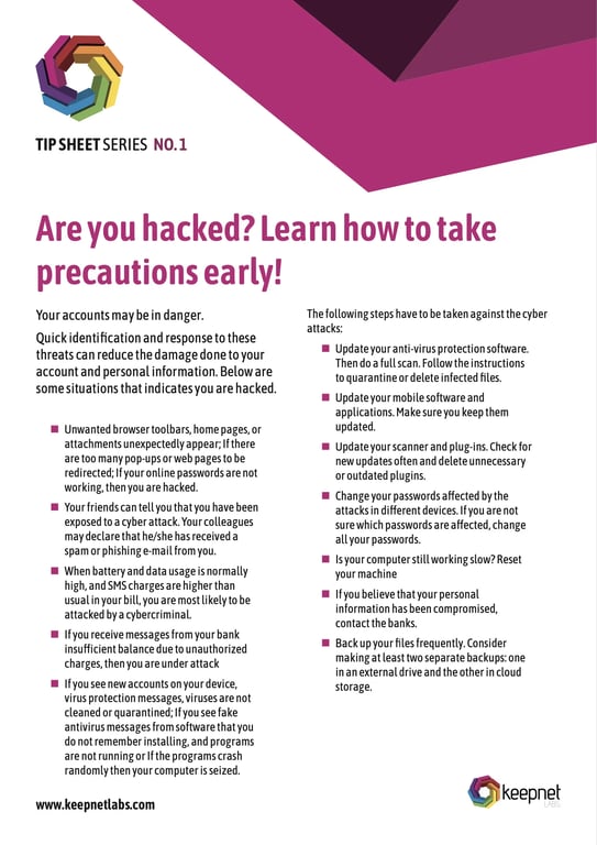 Are You Hacked? Tip Sheet