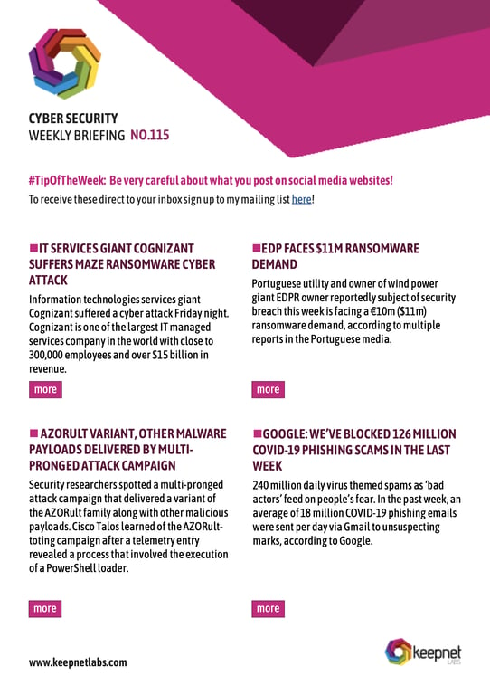 Weekly Cybersecurity Newsletter No: 115