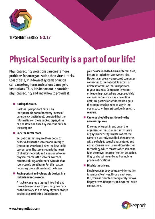 Physical Security is a part of our life! Tip Sheet