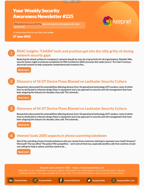 Weekly Cybersecurity Newsletter No: 225