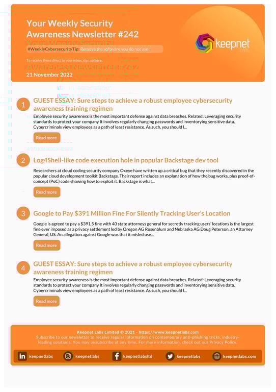 Weekly Cybersecurity Newsletter No: 242