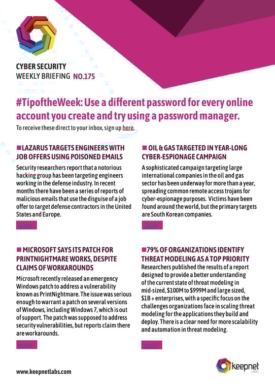Weekly Cybersecurity Newsletter No: 175