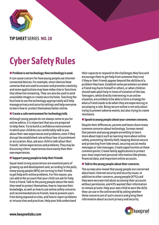 Cyber Safety Rules Tip Sheet