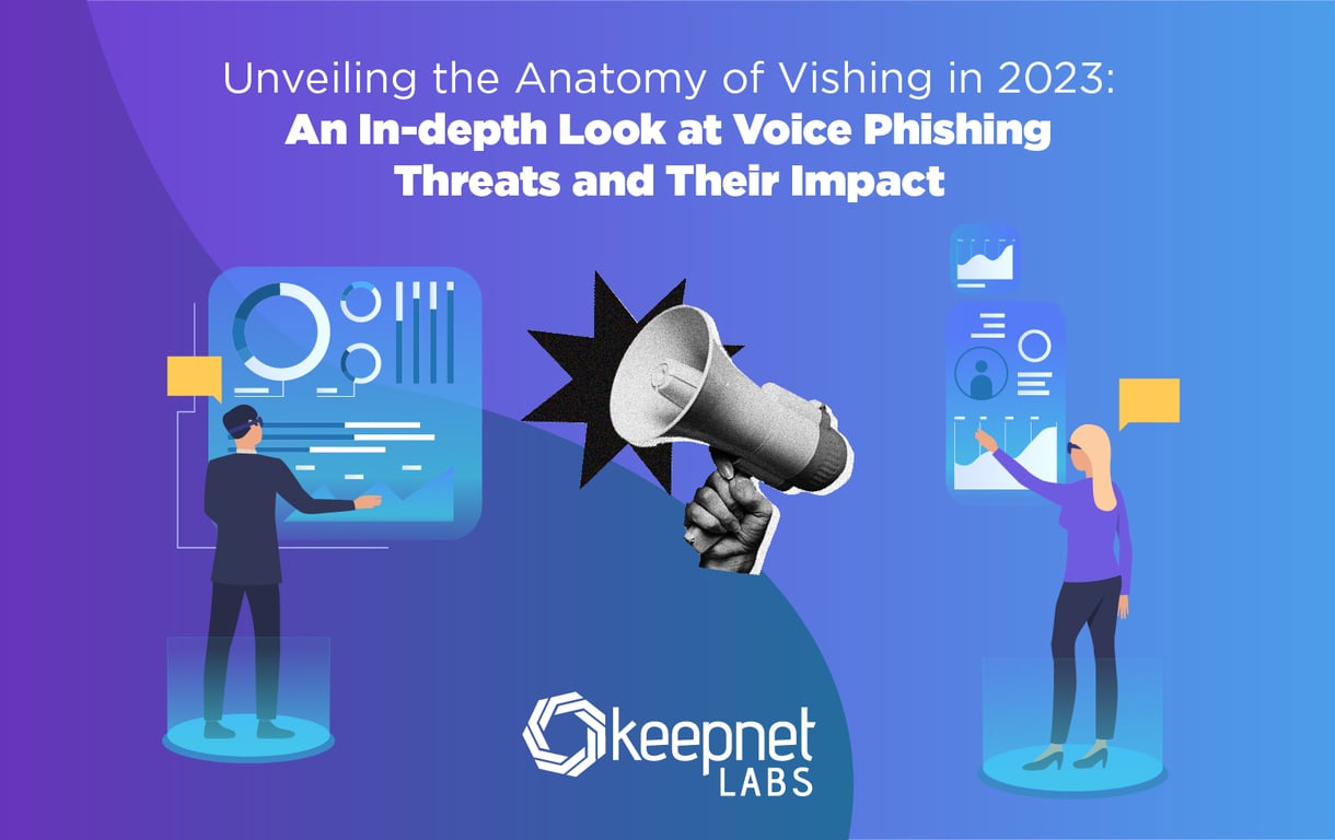 a hand holding megaphone and point out voice phishing threats