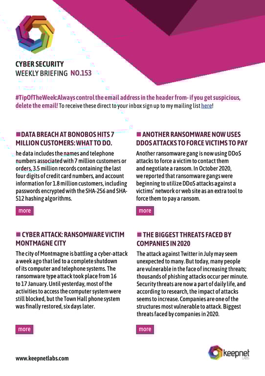 Weekly Cybersecurity Newsletter No: 153