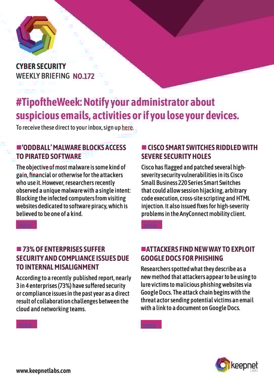 Weekly Cybersecurity Newsletter No: 172