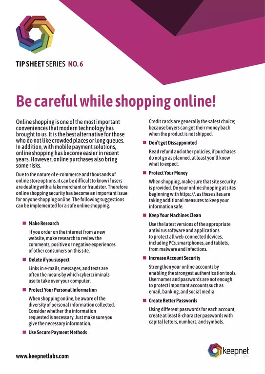 Be careful while shopping online! Tip Sheet