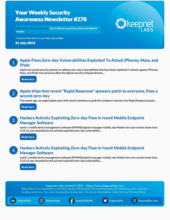Weekly Cybersecurity Newsletter No: 278
