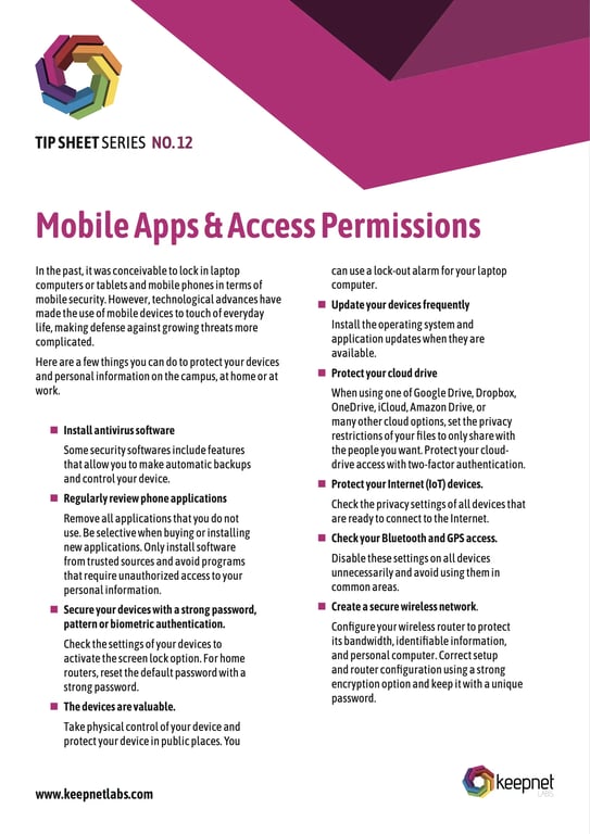 Mobile Apps & Access Permissions Tip Sheet