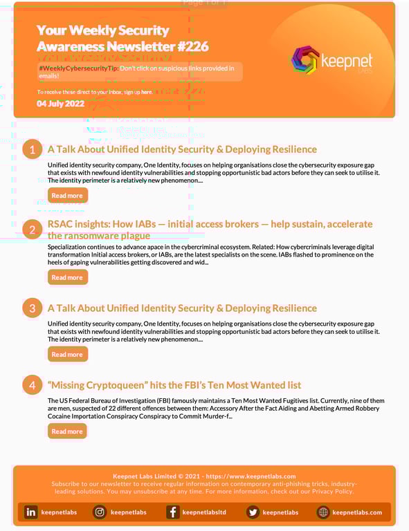 Weekly Cybersecurity Newsletter No: 226