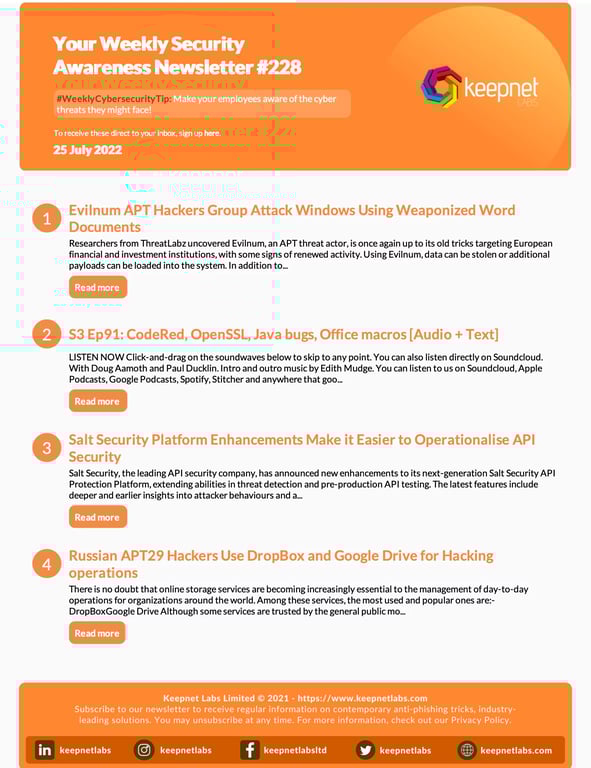 Weekly Cybersecurity Newsletter No: 228
