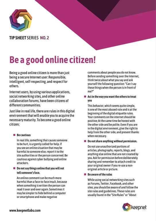 Be a Good Online Citizen Tip Sheet